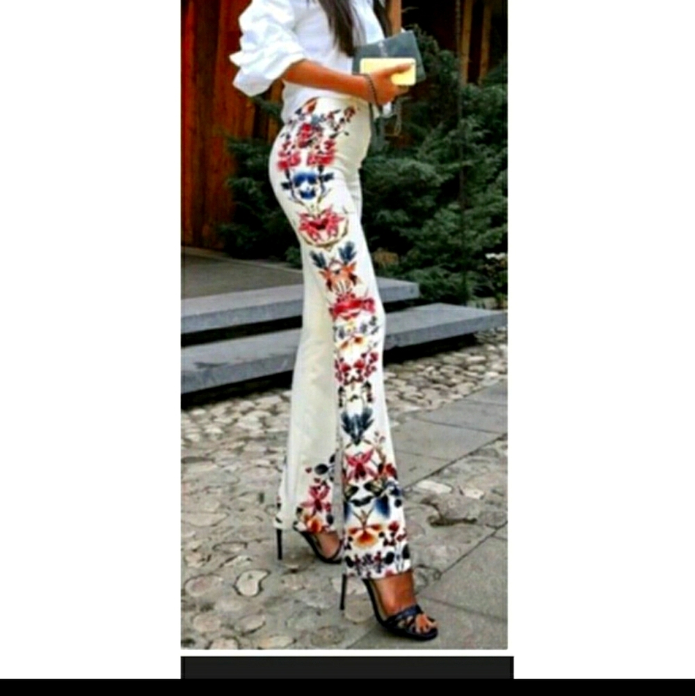 Zara floral print dress pants